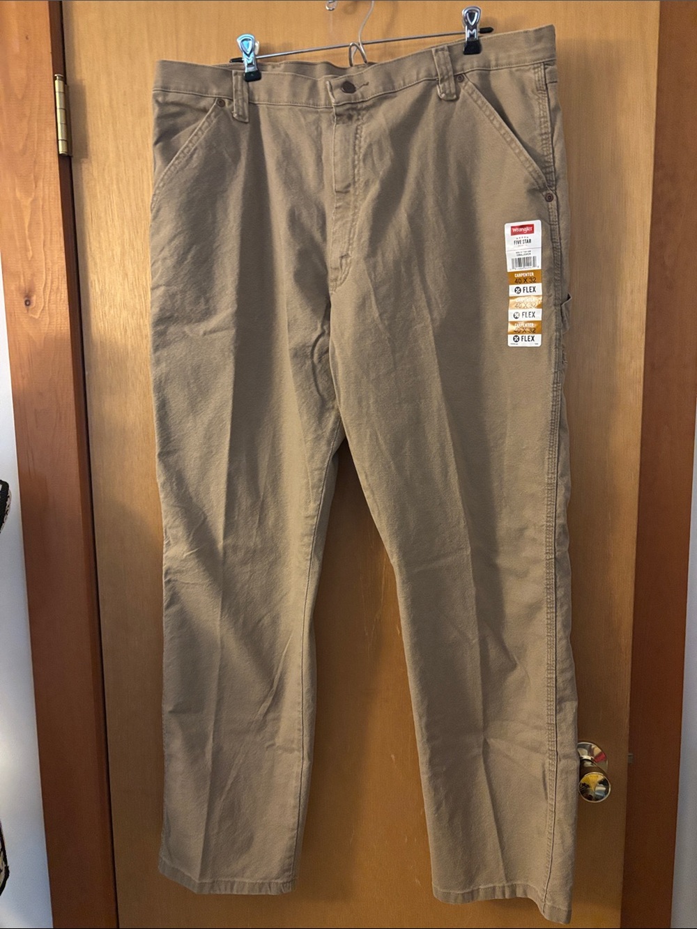 Wrangler Tan Work five star flex Carpenter pants